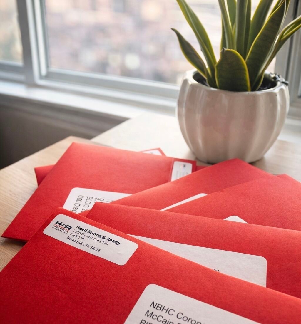 We’re sending these out with a kiss and a prayer, hoping they land in the hands of the right military providers who can connect families to the care they need.

This first batch is part of our outreach effort to make it easier for military dependents to find mental health support through Head Strong & Ready.

We provide telehealth therapy for active duty and military dependents and accept TRICARE. No referral is needed for dependents.

If you’re a military spouse or dependent looking for support, text us at 858-362-5331.

#MilitaryFamilies #MilitarySpouse #TRICARE #TRICARETherapy #TelehealthTherapy #MilitaryMentalHealth #HeadStrongAndReady #MilitaryDependents #TherapyForMilitaryFamilies #MentalHealthSupport