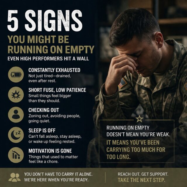 Running on empty doesn’t mean you’re weak—
it usually means you’ve been carrying too much for too long.

If you’ve been feeling constantly exhausted, on edge, or just not like yourself… you’re not alone. And you don’t have to push through it by yourself either.

At Head Strong & Ready, we support active duty service members, spouses, and families with real, confidential mental health care that understands military life.

You don’t have to wait until things fall apart.

👉 If something feels off, that’s reason enough to reach out

#MilitaryMentalHealth #ActiveDuty #MilitaryLife #VeteranSupport #MentalHealthMatters #MissionReady #YouAreNotAlone #HeadStrongReady #mentalhealth #California #Texas #Idaho #military