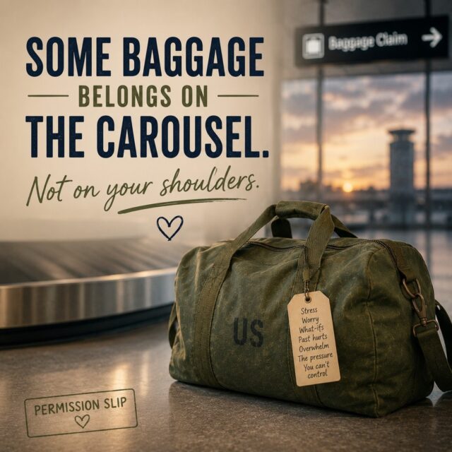 📝 **Permission Slip**

Some baggage belongs on the carousel.

Not on your shoulders.

We all carry things that were never meant to stay with us forever.

Stress.
Guilt.
Grief.
The "what ifs."
The pressure to hold everything together.

You don't have to keep carrying every piece of it.

Some things are okay to set down.

💙 Be gentle with yourself today.

#PermissionSlip #MentalHealth #MilitaryLife #MilitaryFamilies #MilitarySpouse #SelfCare #Therapy #HeadStrongReady